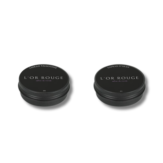 Coffret Duo L’or rouge™ : 2 g Safran de Taliouine + 2 g Safran d'Iran